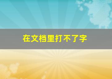 在文档里打不了字