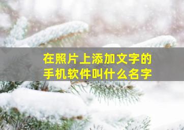 在照片上添加文字的手机软件叫什么名字