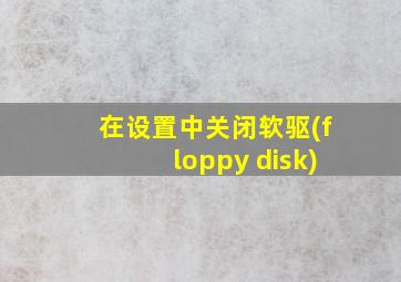 在设置中关闭软驱(floppy disk)