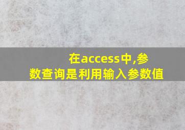 在access中,参数查询是利用输入参数值