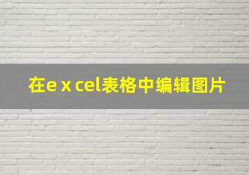 在eⅹcel表格中编辑图片