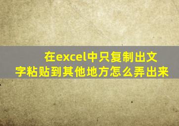 在excel中只复制出文字粘贴到其他地方怎么弄出来