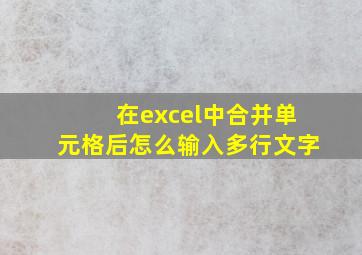 在excel中合并单元格后怎么输入多行文字