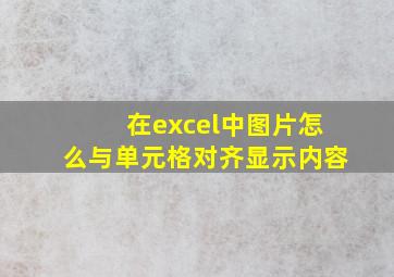 在excel中图片怎么与单元格对齐显示内容