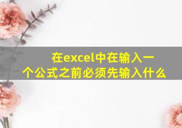 在excel中在输入一个公式之前必须先输入什么