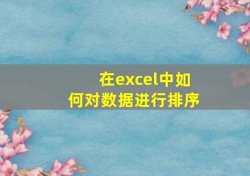 在excel中如何对数据进行排序