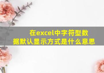 在excel中字符型数据默认显示方式是什么意思