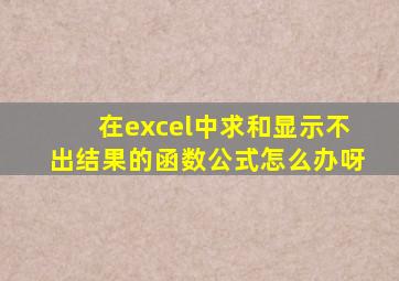 在excel中求和显示不出结果的函数公式怎么办呀