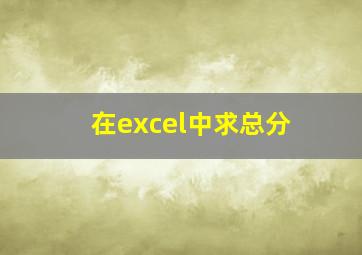 在excel中求总分