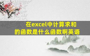 在excel中计算求和的函数是什么函数啊英语