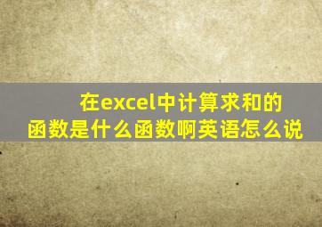 在excel中计算求和的函数是什么函数啊英语怎么说