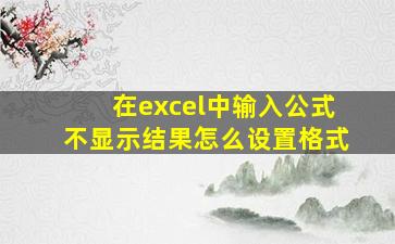 在excel中输入公式不显示结果怎么设置格式