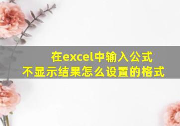 在excel中输入公式不显示结果怎么设置的格式