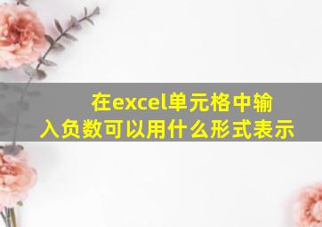 在excel单元格中输入负数可以用什么形式表示