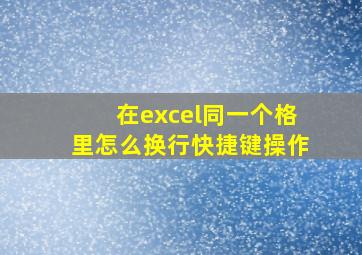 在excel同一个格里怎么换行快捷键操作