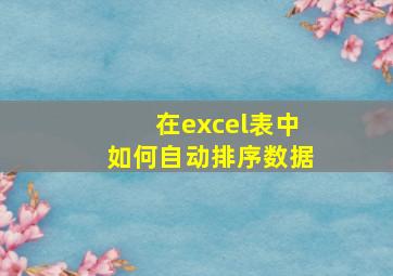 在excel表中如何自动排序数据