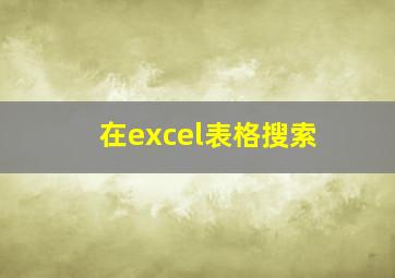 在excel表格搜索