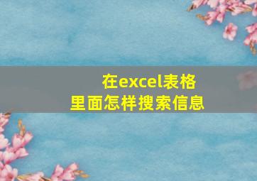 在excel表格里面怎样搜索信息