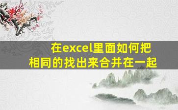 在excel里面如何把相同的找出来合并在一起