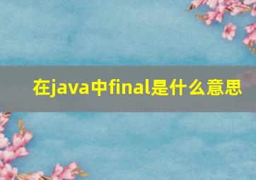 在java中final是什么意思