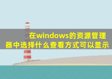 在windows的资源管理器中选择什么查看方式可以显示