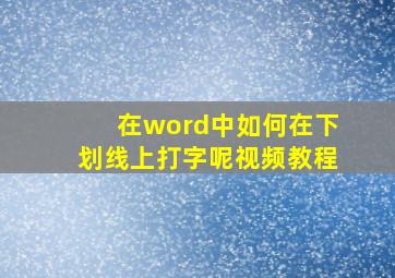 在word中如何在下划线上打字呢视频教程