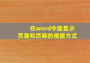 在word中能显示页眉和页脚的视图方式