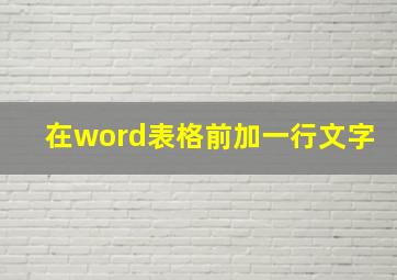 在word表格前加一行文字