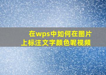 在wps中如何在图片上标注文字颜色呢视频