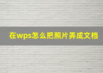 在wps怎么把照片弄成文档