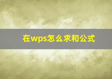 在wps怎么求和公式