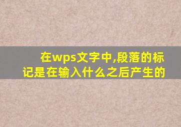 在wps文字中,段落的标记是在输入什么之后产生的