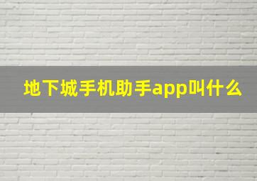 地下城手机助手app叫什么