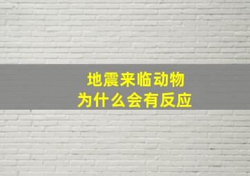 地震来临动物为什么会有反应