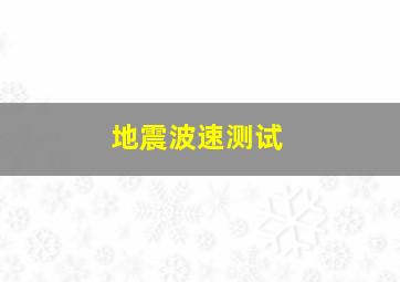 地震波速测试