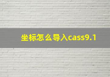 坐标怎么导入cass9.1