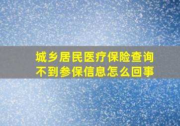 城乡居民医疗保险查询不到参保信息怎么回事