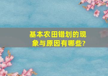 基本农田错划的现象与原因有哪些?