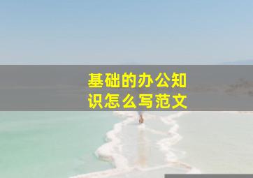 基础的办公知识怎么写范文