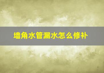 墙角水管漏水怎么修补