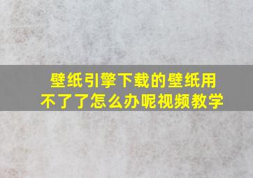 壁纸引擎下载的壁纸用不了了怎么办呢视频教学