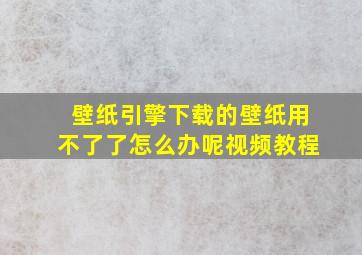 壁纸引擎下载的壁纸用不了了怎么办呢视频教程