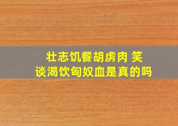 壮志饥餐胡虏肉 笑谈渴饮匈奴血是真的吗