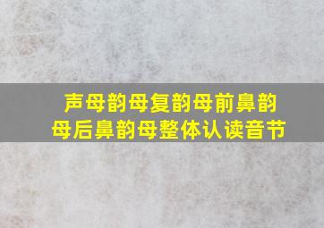 声母韵母复韵母前鼻韵母后鼻韵母整体认读音节