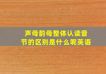 声母韵母整体认读音节的区别是什么呢英语