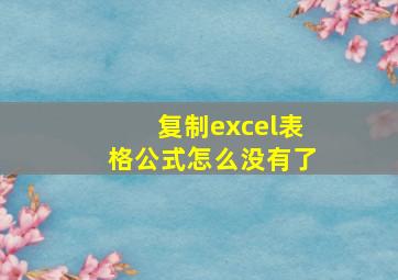 复制excel表格公式怎么没有了