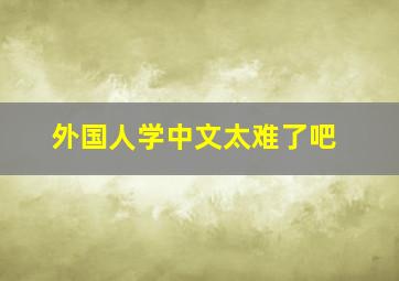 外国人学中文太难了吧