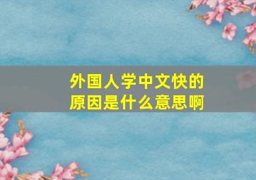 外国人学中文快的原因是什么意思啊