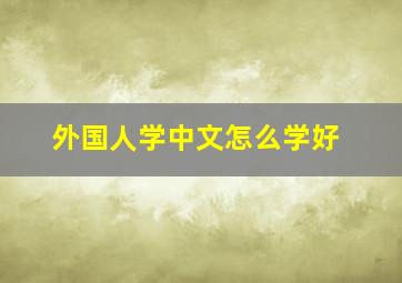 外国人学中文怎么学好