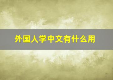 外国人学中文有什么用